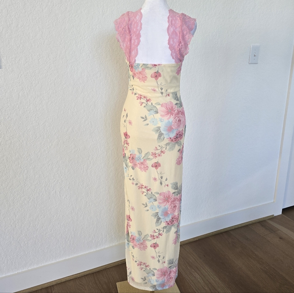 Cottagecore Floral Lace Maxi Dress Romantic Slip Dress Small - Picture 7 of 14